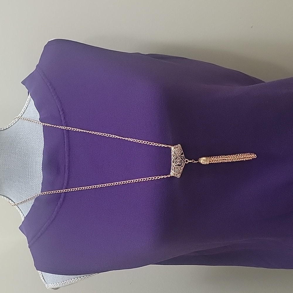 Vintage Gold plated Necklace  with floral intricate designs with tassel